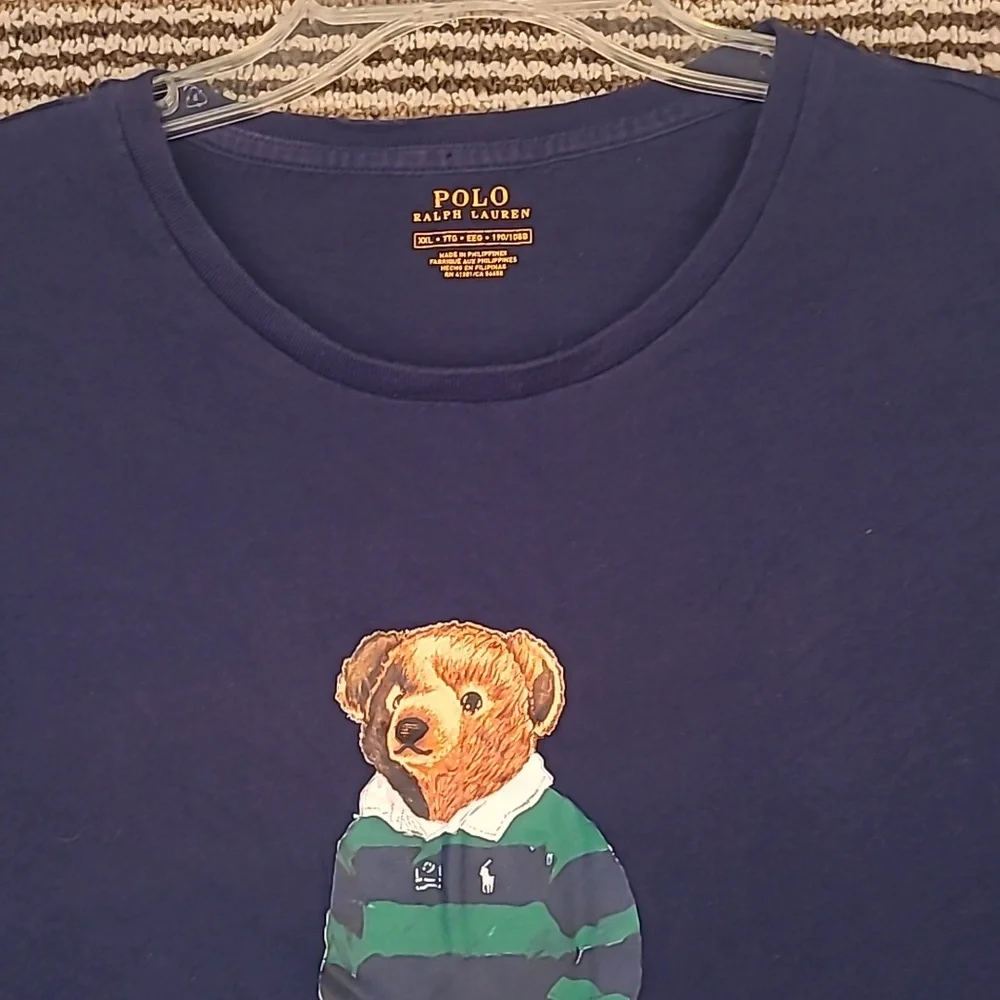 PREPPY BEAR Polo Ralph Lauren Dark Navy Cotton‎ Mens XXL Short Sleeve T Shirt